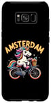 Coque pour Galaxy S8+ Amsterdam Netherland Vélo licorne pour filles et femmes arc-en-ciel