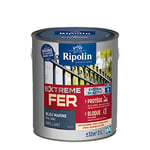 RIPOLIN - Peinture pour Fer Extérieur - Glycéro Antirouille - Sous-couche intégrée - Application directe sur Rouille - Résistante aux Intempéries, UV et Chocs - Brillant - 2L - Bleu Marine RAL 5003