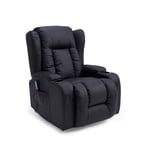 Panana Recliner Chair Bonded Leather Armchair Massage Swivel Heated Gaming Adjutable Reclining Chair Single Padded Seat Leather Sofa for Living Room Office Lounge (Black)