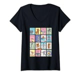 Womens Tom & Jerry Grid Poses V-Neck T-Shirt