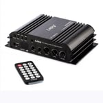 168Plus Amplificateur audio stéréo, mini amplificateur de puissance stéréo 2.1 canaux Hi-Fi avec affichage LED et télécommande, prise en charge USB, Bluetooth, AUX, entrée RCA,