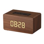 Wooden Clock Bluetooth Speaker, Multifunctional Computer Alarm Clock Sound, with 1500mAh Rechargeable Battery, Support Hands-free Calling, TF Card USB Playback, 3.5MM Audio Input, FM Radio