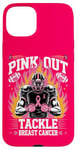 Coque pour iPhone 15 Plus Pink Out Tackle Ruban de sensibilisation au cancer du sein