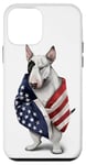 Coque pour iPhone 12 mini Bull Terrier Dog Patriot Wrap dans le drapeau des États-Unis Amérique