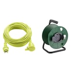 Masterplug Rallonge électrique 40m, Câble IP44 pour Jardín & Electraline 94015, Enrouleur Vide, Mesure jusqu'à 50 mètres, sans câble, Convient à la Maison/au Bureau/au Jardin, Vert foncé