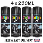 4 X 250ML COLOUR IT QUICK DRYING MULTI-PURPOSE PAINT FLAT MATT BLACK FINISH