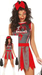 FIESTAS GUIRCA Déguisement de pom-pom girl zombie pour femme - Uniforme de pom-pom girl rouge et gris - Costumes d'Halloween pour femme taille M