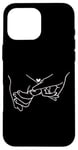 Coque pour iPhone 16 Pro Max Art minimaliste tenant les mains pour elle et lui