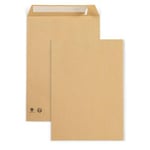 Raja Enveloppe pour catalogue kraft - 90 g/m² format C5 162 x 229 mm sans fenêtre fermeture autocollante avec bande protectrice brun