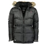 Geographical Norway Danone Men - Doudoune Chaude Matelassée Homme - Veste Manteau Chaud Doublure Hiver Hommes - Blouson Coupe Vent Manches Longues - Rembourrage Qualité Tissu (Noir L)