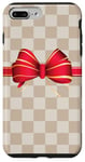 Coque pour iPhone 7 Plus/8 Plus Vanilla White Coffee Red Bow Checkered classic pattern