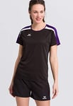 Erima Liga 2.0 T Shirt Femme, Noir/Dark Violet/Blanc, FR : 36 (Taille Fabricant : 34)