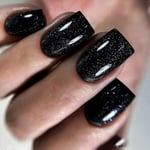 Paina Nails Medium, Black Glitter Fake Nails Full Cover Neliön tekokynnet Kiiltävät Akryylikynnet Uudelleenkäytettävät tekokynnet Hyytelö Paina kynsille Stick kynsille naisille ja tytöille Tee itse-manikyyri