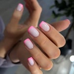 Pink Edge False Nails White Brown Star Nail Tips Fashion Fake Nails  for DIY