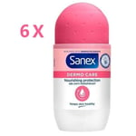 NEW SANEX DERMO CARE ROLL ON ANTI PERSPIRANT DEODORANT 6x 50ML