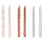 HAY - Candle Long Mix Set Of 6 Light Rose / Mauve / Light Grey - Kevyt - Vaaleanpunainen,Harmaa