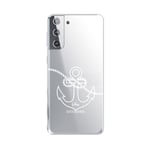 Coque Galaxy S21 PLUS ancre blanc transparente