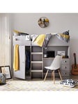 Very Home Atlanta High Sleeper With Desk, Drawers And Wardrobe With Mattress Options (Buy And Save!) - Grey - Bed Frame Only