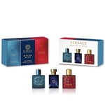 VERSACE Miniature Fragrance Gift Set For Him 3 x 5ml Eros Dylan Blue Flame