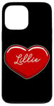 Coque pour iPhone 13 Pro Max Lillie Cœur dessiné à la main Motif prénom I Love Lillie