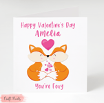 Personalised Fox Valentines Day Card You're Foxy Girlfriend Boyfriend