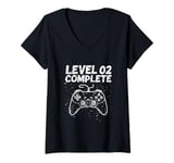 Womens LEVEL 02 COMPLETE Gaming Milestone V-Neck T-Shirt