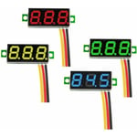 4 st Mini Voltmeter, Digital DC Voltmeter 0,28 tum, Panel 0-100V DC 3-trådig Spänningstestare LED-display, Mini Voltmeter G