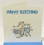 Three Amigos Best Friends Forever Birthday Card - 15 x 15 cms - Jane Faires Art