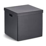 Zeller 14461 Boîte de rangement en carton recyclé (env. 33,5 x 33 x 32 cm, noir)