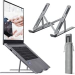 Grå Laptop Stativ, 7 Nivåer Höjdjusterbart Laptop Stativ Skrivbord, Aluminium Ventilerat Kylstativ Laptop Riser, Silikon Halkskydd Notebook Riser