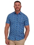 Raging Bull Short Sleeve Flower Bud Poplin Shirt, Navy