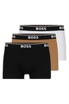 BOSS Mens 3 Pack Power Boxer Shorts Beige/Black/White S