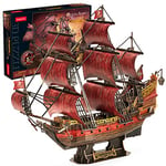 CubicFun Puzzle 3D Maquette de Bateau de la Rouge Queen Anne's Revenge, Cadeau d'anniversaire pour Adulte, 391 Pièces