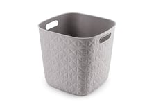 CURVER Panier de rangement Softex 15L - Design Élégant - Léger, Empilable et Pratique - 100% recyclé - 27 x 27 x 26 cm - Taupe