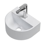 EMKE Lavabo Semi-Circulaire 303 x 255 x 120 mm, Lavabo Suspendu à Fixer au Mur, Lavabo en Céramique pour WC Invités et Salle de Bain, Design Moderne, Blanc Brillant