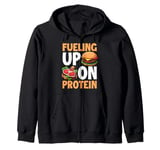 Fueling Up on Protein Weight Lifting Zip Hoodie