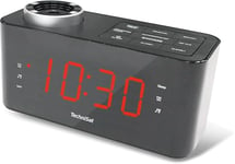 TechniSat DIGICLOCK 3 – Radio-réveil à Projection FM (projecteur orientable à 181 degrés, Deux alarmes, Fonction Snooze, écran LCD réglable, Option de Sauvegarde par Piles) Noir