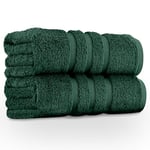 GC GAVENO CAVAILIA Large Towels Bath Sheet 2 Pack - 100% Egyptian Cotton Towels Jumbo Bath Sheet - Highly Water Absorbent & Quick Dry Extra Large Towels - Easycare & Durable - Dark Green