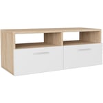 Meuble tv Aggloméré 95 x 35 x 36 cm Chêne et blanc - Inlife