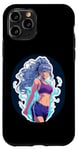 Coque pour iPhone 11 Pro Fille de style anime et manga aux cheveux bleus en tenue de sport