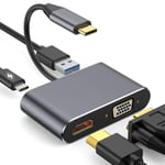 USB-C till HDMI/VGA/USB3.0 Adapter med PD, grå