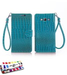 ETUI FOLIO A RABAT SAMSUNG GALAXY A7 A700 (2015) CROCO CHIC BLEU ECO-CUIR (PU)