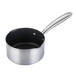 Prestige Scratch Guard Non Stick Milk Pan with Pouring Lip 14cm - Stainless Steel Milk Pan Scratch Resistant, Suitable for All Hobs, Oven & Dishwasher Safe Durable Cookware