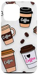 Coque pour iPhone 13 Pro Max Cute Coffee Cups I Love Coffee Caffeine Junkies Espresso Art