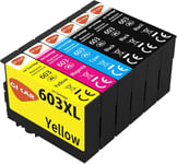 Cartouche Epson 603 Cartouches d'encre Compatible avec Epson 603 XL, pour XP-3150 XP-2155 XP-3100 XP-2105 XP-3155 XP-4105 WF-2820 WF-2840 WF-2850 WF-2870 WF-2830 (6 Paquets)