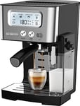 SENCOR Espresso Machine with Frother and Milk Tank, LCD Display, Italian Pump 15 bar, Fast Preheating, Thermoblock, Barista Express, Coffee powder or pods [4090SS]