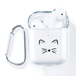 AKABEILA AirPods Case Cover, Compatible for Apple AirPods 2nd Generation Cases Silicone Clear With Design AirPods 2nd Gen[Front LED Visible&Wireless Charging Case]Women Transparent Cute with Carabiner