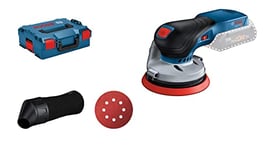 Bosch Professional 18V System Bosch ponceuse excentrique sans-fil GEX 18V-125 (avec plateau de ponçage (125 mm), 1 disque abrasif, sac à poussières, sans batterie ni chargeur, dans L-BOXX 136)