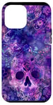 Coque pour iPhone 12 Pro Max Aquarelle violette ethnique horreur bleu feu flamme crâne