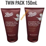 Boots Coconut Oil Shea Butter Nourishing Foot Cream for smooth,soft feet 2X150mL